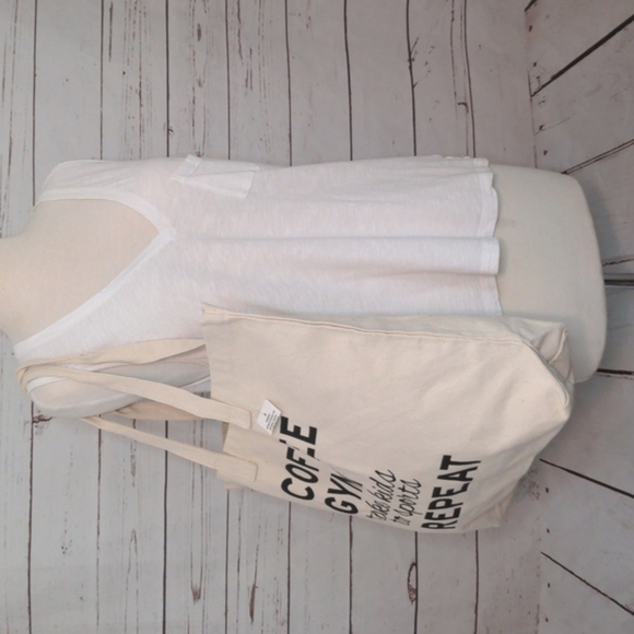 Coffee, Gym,‎ Take Kids to Sports, Repeat Natural Canvas Reusable Tote Bag - Picture 5 of 11